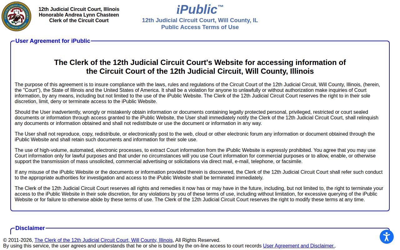 Will County warrant-related court case lookup